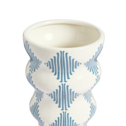 Habitat Harlequin Ceramic Blue Flared Vase - thumbnail 2