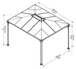 Palram Martinique 3600 Gazebo - Grey - thumbnail 2