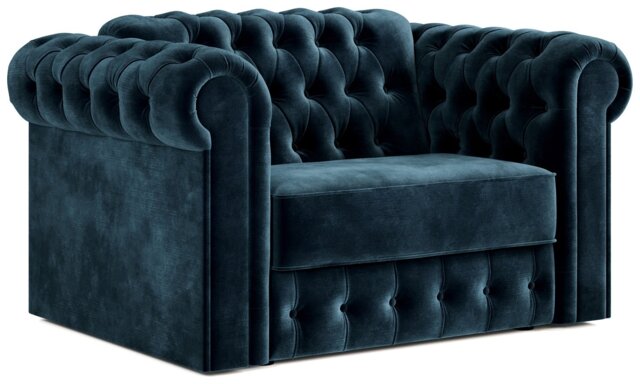 Jay-Be Chesterfield Velvet Cuddle Chair Sofa Bed - Ink Blue - image 1