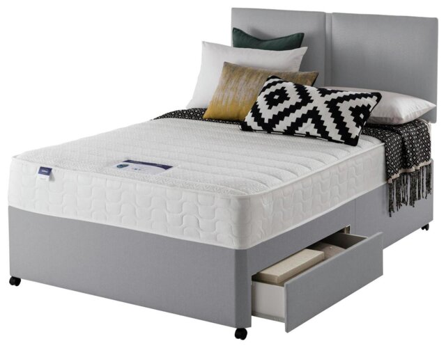 Silentnight Hatfield Small Double 2 Drawer Divan Bed - Grey - image 1