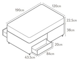 Silentnight Hatfield Small Double 2 Drawer Divan Bed - Grey - thumbnail 2