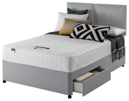 Silentnight Hatfield Small Double 2 Drawer Divan Bed - Grey - thumbnail 1