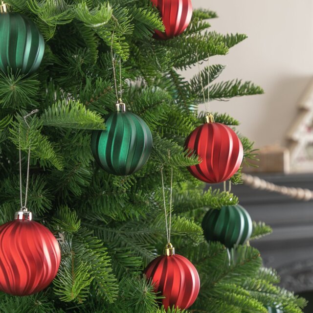 Argos Home Pack Of 12 Christmas Baubles - Red And Green