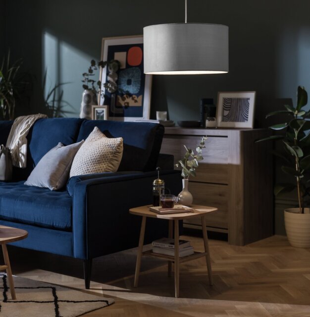 Habitat Grey Velvet Easy Fit Lampshade - 49cm - image 1