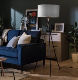 Habitat Grey Velvet Easy Fit Lampshade - 49cm - thumbnail 2