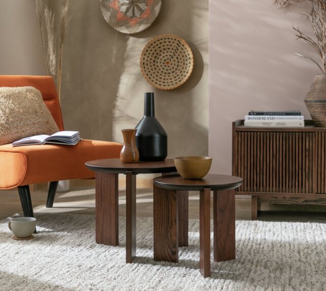 Habitat Xylo Solid Wood Nest of 2 Tables - Walnut - image 1