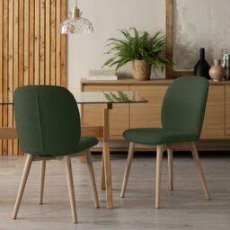 Habitat Laurel Pair of Fabric Dining Chairs - Dark Green - thumbnail 1