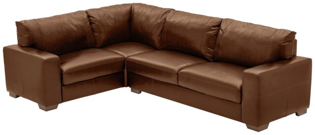 Argos Home Eton Leather Left Hand Corner Sofa - Tan - image 1
