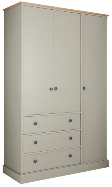 Argos Home Kensington 3Dr 3Drw Wardrobe - Soft Grey /Oak Eff - image 1