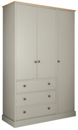 Argos Home Kensington 3Dr 3Drw Wardrobe - Soft Grey /Oak Eff - thumbnail 1