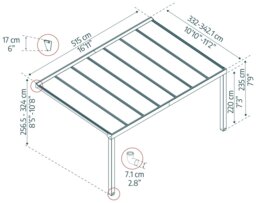 Palram Canopia Stockholm 3.4 x 5.2m Patio Cover Grey Clear - thumbnail 2