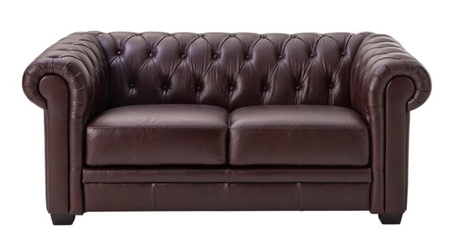 Habitat Chesterfield Leather 2 Seater Sofa - Chocolate - image 1