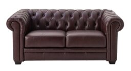 Habitat Chesterfield Leather 2 Seater Sofa - Chocolate - thumbnail 1