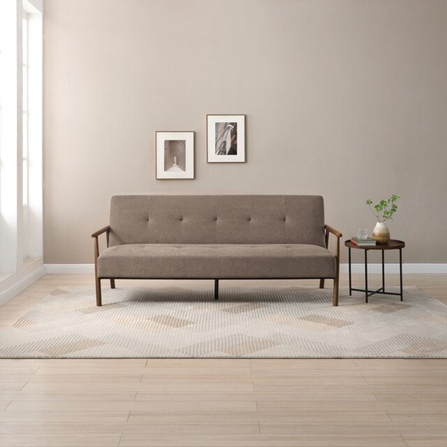 Kyoto Bentley Small Double Fabric Sofa Bed - Taupe - image 1