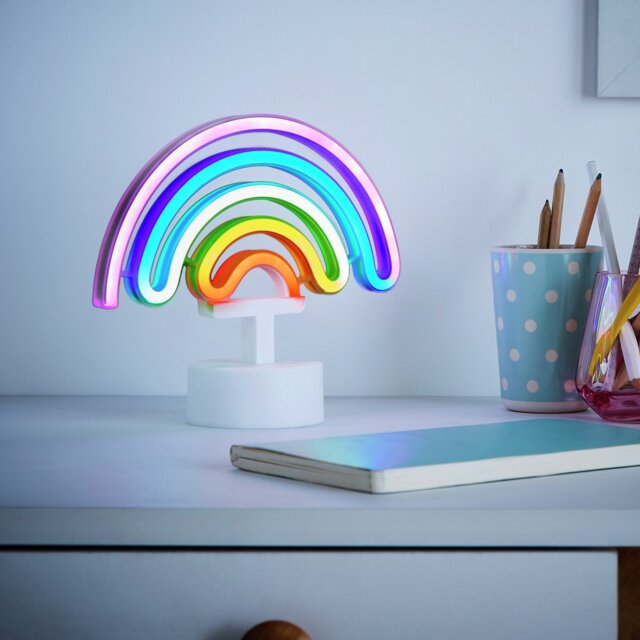 Glow Neon Effect Rainbow LED Table Lamp - Multicoloured - image 1