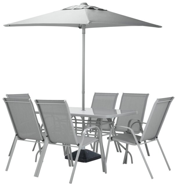 Argos Home Sicily 6 Seater Metal Patio Set - Grey