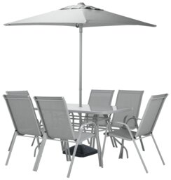 Argos Home Sicily 6 Seater Metal Patio Set - Grey - thumbnail 1