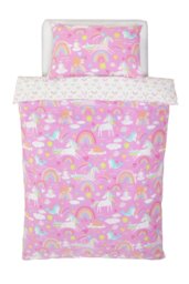 Argos Home Kids Pink Unicorn Bedding Set - Toddler - thumbnail 1