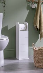 Habitat Tidy Cupboard with Toilet Roll Holder - White - thumbnail 2