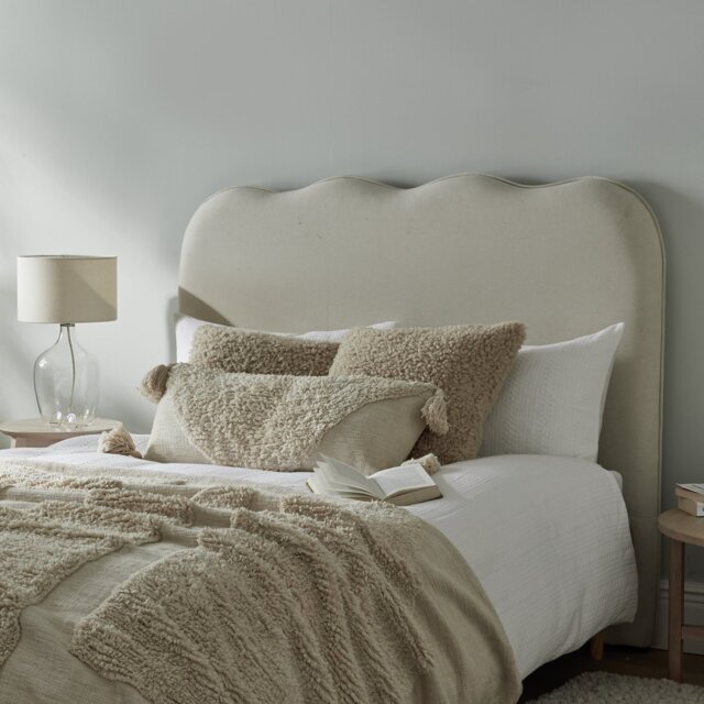 Habitat Onda Linen Kingsize Headboard - Natural - image 1
