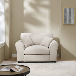 Argos Home Harry Chenille Cuddle Chair - Natural - thumbnail 1