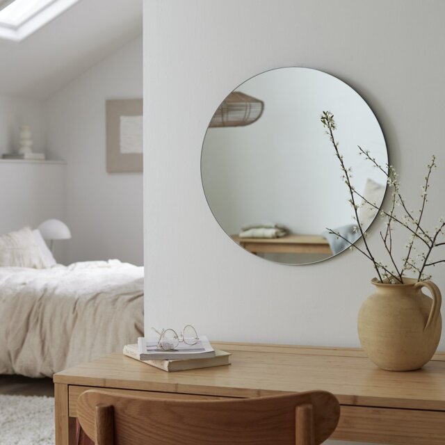 Habitat Black Frameless Round Wall Mirror - 50x50cm - image 1