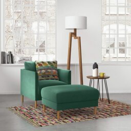 Habitat Hyde Velvet Armchair - Charcoal - thumbnail 2