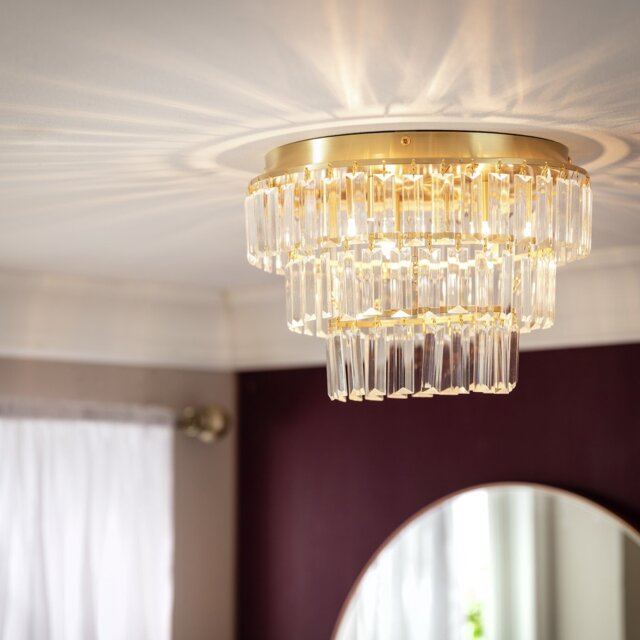 Argos Home Presley Glass 3 Tier Flush to Ceiling Light-Brass - image 1