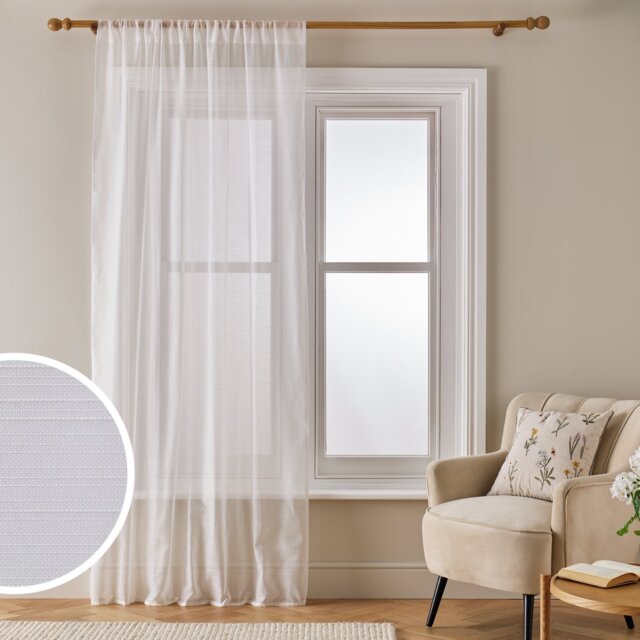 Argos Home Slot Top Sheer Voile Curtain - White - 140x137cm - image 1
