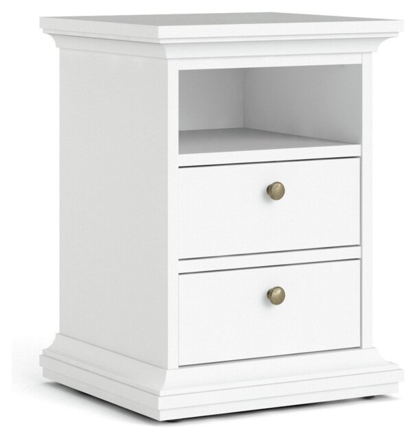 Tvilum  Paris 2 Drawer Bedside Table - White - image 1