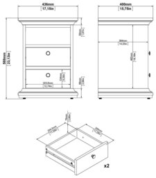 Tvilum  Paris 2 Drawer Bedside Table - White - thumbnail 2