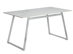 Argos Home Milo Marble 6 Seater Dining Table - White & Grey - thumbnail 1