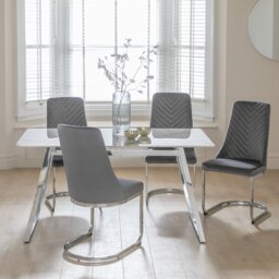 Argos Home Milo Marble 6 Seater Dining Table - White & Grey - thumbnail 2
