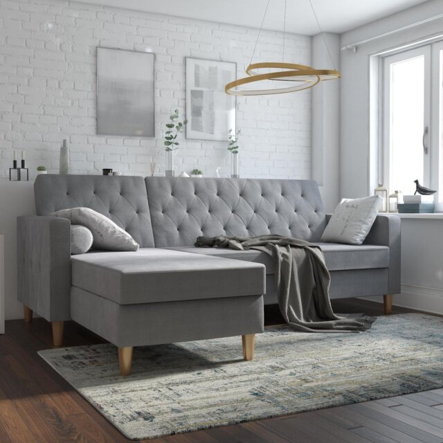 Dorel Liberty Velvet Sofa Bed - Grey - image 1