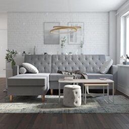 Dorel Liberty Velvet Sofa Bed - Grey - thumbnail 2