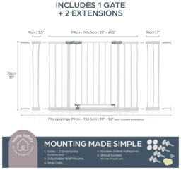 Dreambaby Ava X-Wide Safety Gate Fits 99-132.5cm White - thumbnail 2