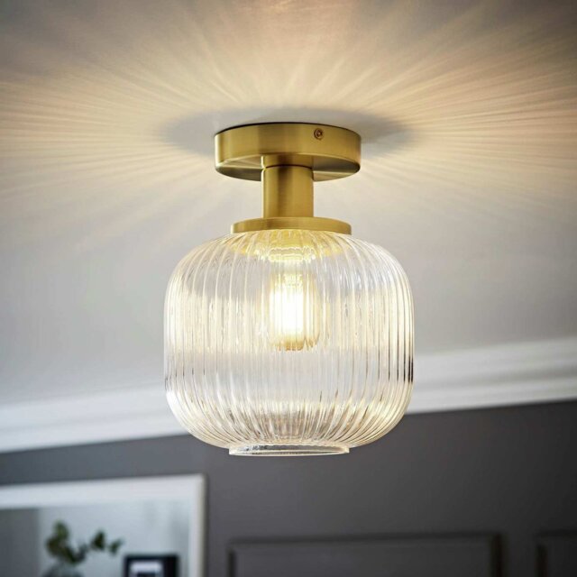 ValueLights Calpe Metal Flush Ceiling Light - Gold - image 1