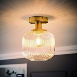 ValueLights Calpe Metal Flush Ceiling Light - Gold - thumbnail 2