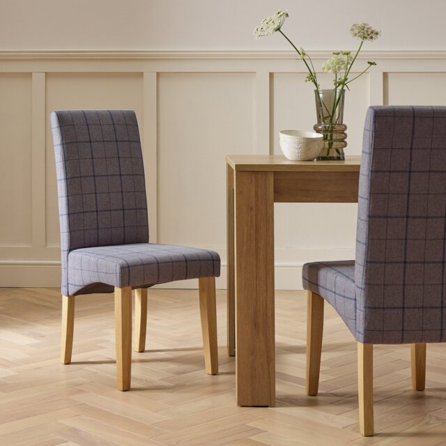 Argos Home Skirt Pair of Fabric Dining Chair - Grey and Blue - image 1