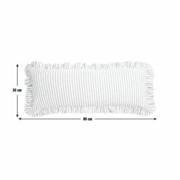 Habitat Long Stripe Ruffle Cushion - Red - 80x30cm - thumbnail 2