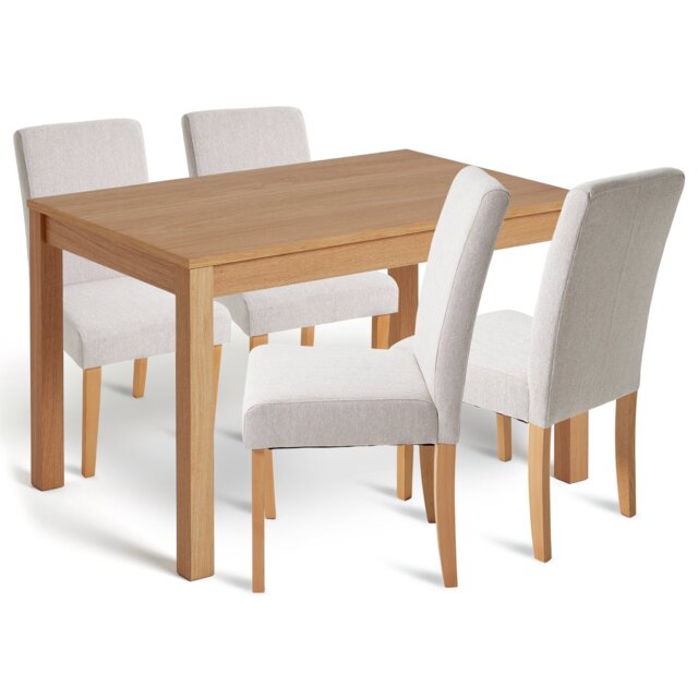 Habitat Clifton Natural Dining Table & 4 Cream Chairs - image 1