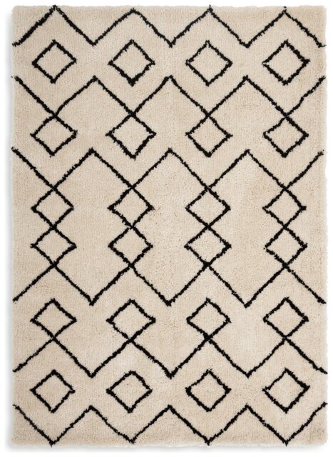 Habitat Diamond Tufted Cream & Black Shaggy Rug - 120x170cm - image 1