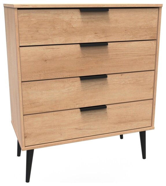 Livara Ready Assembled Bergen 4 Drawer Chest - Oak Effect - image 1