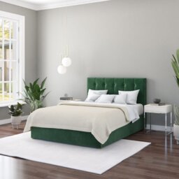 Aspire Hepburn Superking Velvet End Lift Ottoman Bed - Green - thumbnail 1