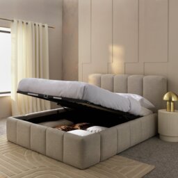 Habitat Malone Kingsize End Lift Ottoman Bed - Cream - thumbnail 2