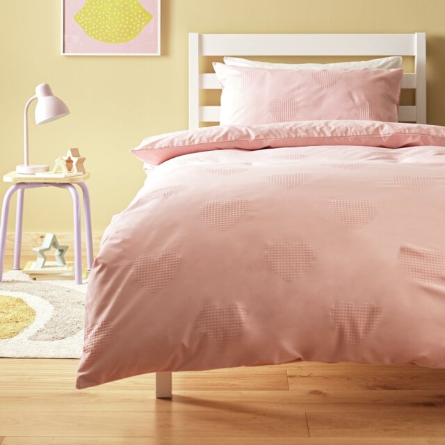 Argos Home Waffle Heart Blush Kids Bedding Set - Single - image 1