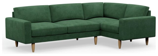 Hutch Slim Velvet Block Arm 5 Seater Corner Sofa- Sage Green - image 1