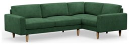 Hutch Slim Velvet Block Arm 5 Seater Corner Sofa- Sage Green - thumbnail 1