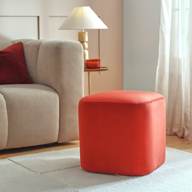 Argos Home Louise Velvet Footstool - Orange - image 1