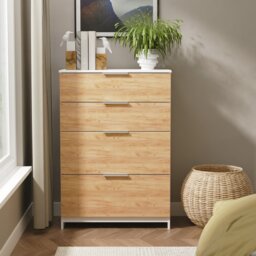 Livara Ready Assembled Orillia 4 Drawer Chest - White & Oak - thumbnail 1